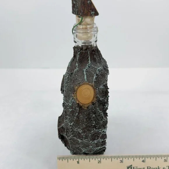 Vintage Austrian Decanter Glass Bottle Scenic Linz Tree Bark Design Cork Stopper - Picture 12 of 12